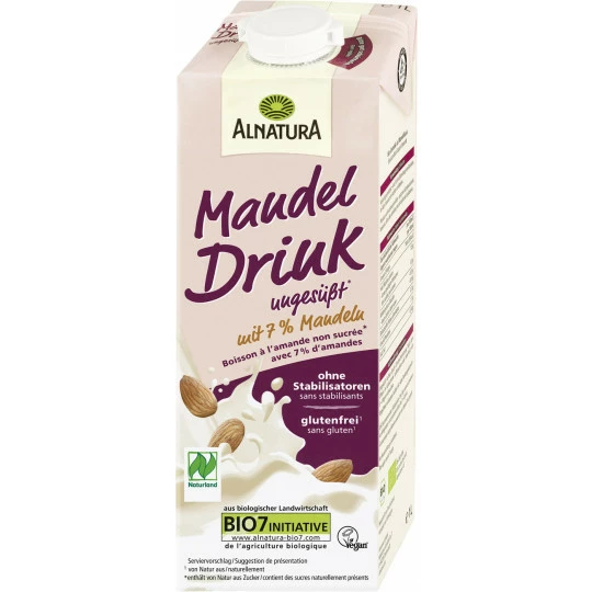 Alnatura Bio Naturland Mandel Drink Ungesüßt 1L 1 Alnatura Bio Naturland Mandel Drink Ungesüßt 1L