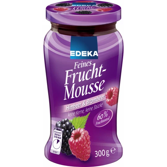 EDEKA Feines Fruchtmousse Himbeer & Brombeer 300G 1 EDEKA Feines Fruchtmousse Himbeer & Brombeer 300G